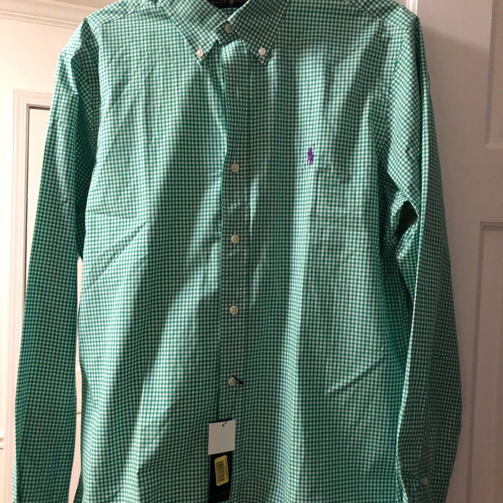 Polo green button down
